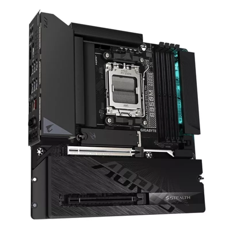 GIGABYTE B850M AORUS STEALTH AM5 Micro-ATX-Motherboard, DDR5, 2.5GbE, Wi-Fi 6E, 3x M.2