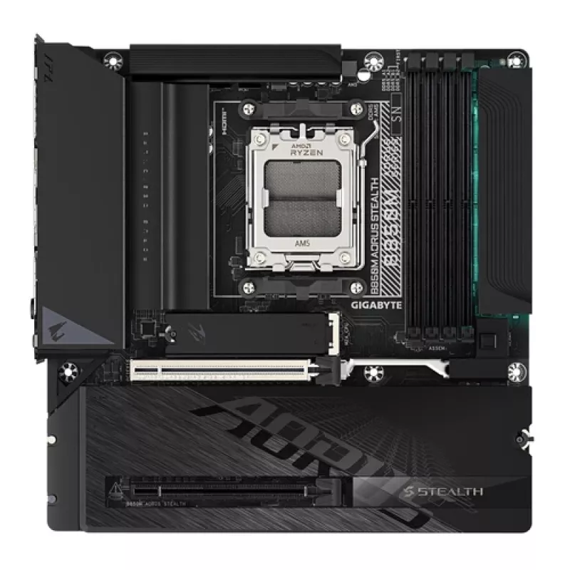 GIGABYTE B850M AORUS STEALTH AM5 Micro-ATX-Motherboard, DDR5, 2.5GbE, Wi-Fi 6E, 3x M.2
