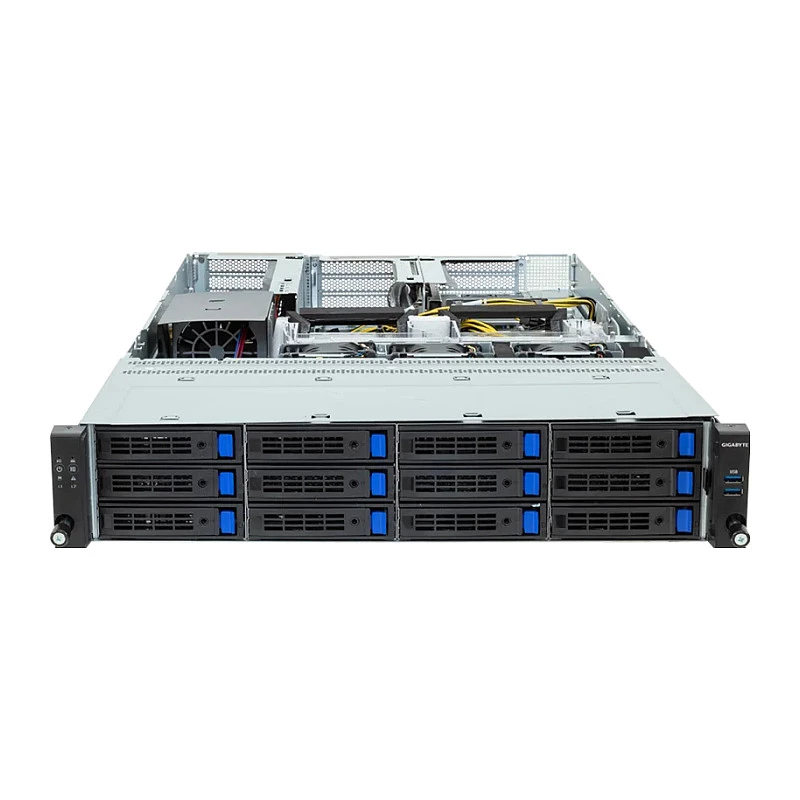 Gigabyte R243-EG0-AAL1 2U Rack Server Barebone, Single SP6, AMD EPYC 8004, 12x DDR5, 12x 3,5 inch Hot-Swap, 2x 10GbE, Redundant 850W