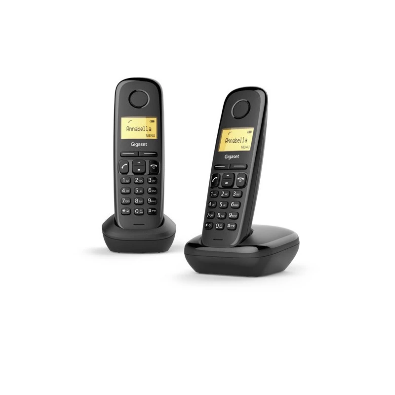 Gigaset A170 Duo Schwarz DECT schnurloses Telefon mit Anrufbeantworter, 2 Mobilteile, ECO DECT