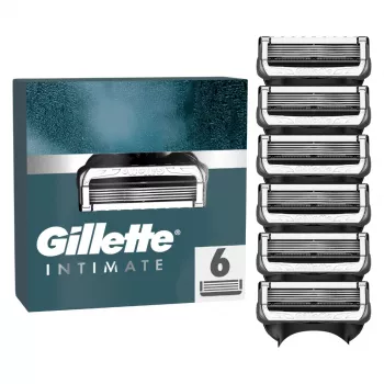 Gillette Intimate Rasierklingen Nachfüllpackung, 6 Klingen, Schwarz, Rasur der männlichen Intimbehaarung