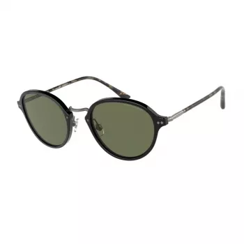 GIORGIO ARMANI Damen-Sonnenbrille AR8139-500131 Schwarzer Acetatrahmen, eckige Form, graue Gläser, 51 mm