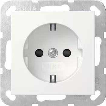 Gira 418327 SCHUKO Steckdose mit SafetyPlus, Schraubklemmen, System 55, Reinweiß Matt