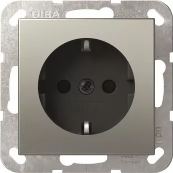 Gira 4188600 SCHUKO System 55 Edelstahl Steckdosen-Einsatz