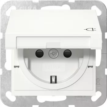 Gira 441427 SCHUKO Steckdose mit Klappdeckel, System 55, Reinweiß