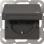 Gira 441428 SCHUKO Steckdose mit Klappdeckel und Safety Plus, System 55, Anthrazit