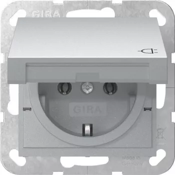 GIRA 445426 SCHUKO Steckdose System 55 Unterputz Aluminium mit Klappdeckel, 16 A, 250 V, IP44