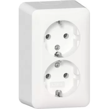 GIRA 478013 2-fach SCHUKO-Steckdose mit Montageplatte, Aufputz, Reinweiß