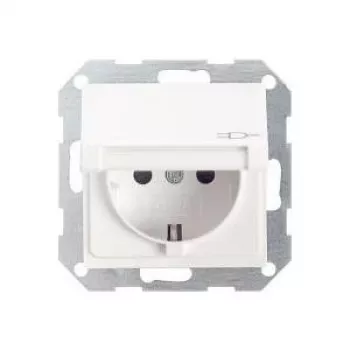 Gira System 55 Schuko Steckdose mit Klappdeckel, Reinweiß Seidenmatt 045427