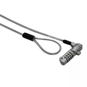 GIZZU 1,8 m Nano Kombinationsschloss-Sicherheitskabel - 4-stellig verstellbar, geflochtener Stahl, für Kensington-Nano-Slot-Geräte (Schwarz/Silber)
