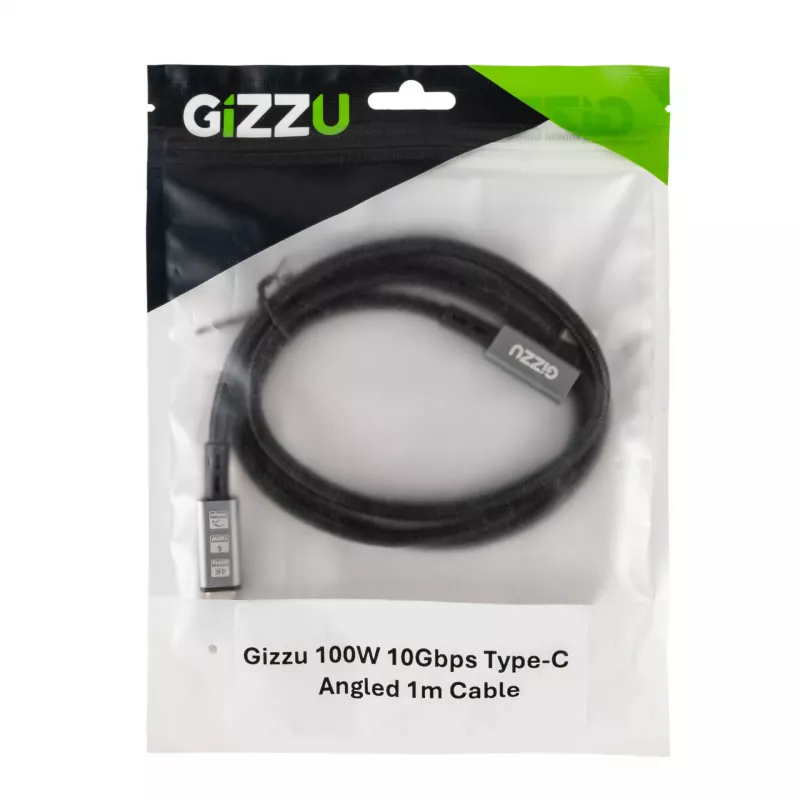 Gizzu 100W 10Gbps Type-C Winkelkabel 1m