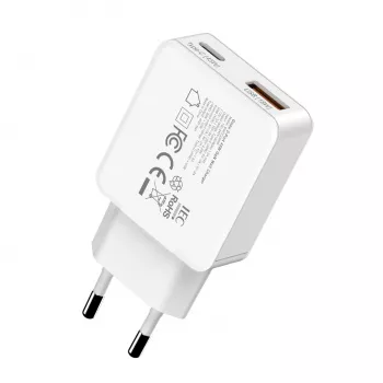 Gizzu 2-Port 45W GaN Wandladegerät USB-C PD & USB-A QC Weiß