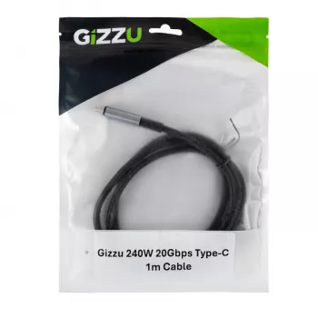 GIZZU 240W 20Gbps USB-C auf USB-C geflochtenes Kabel 1m Schwarz