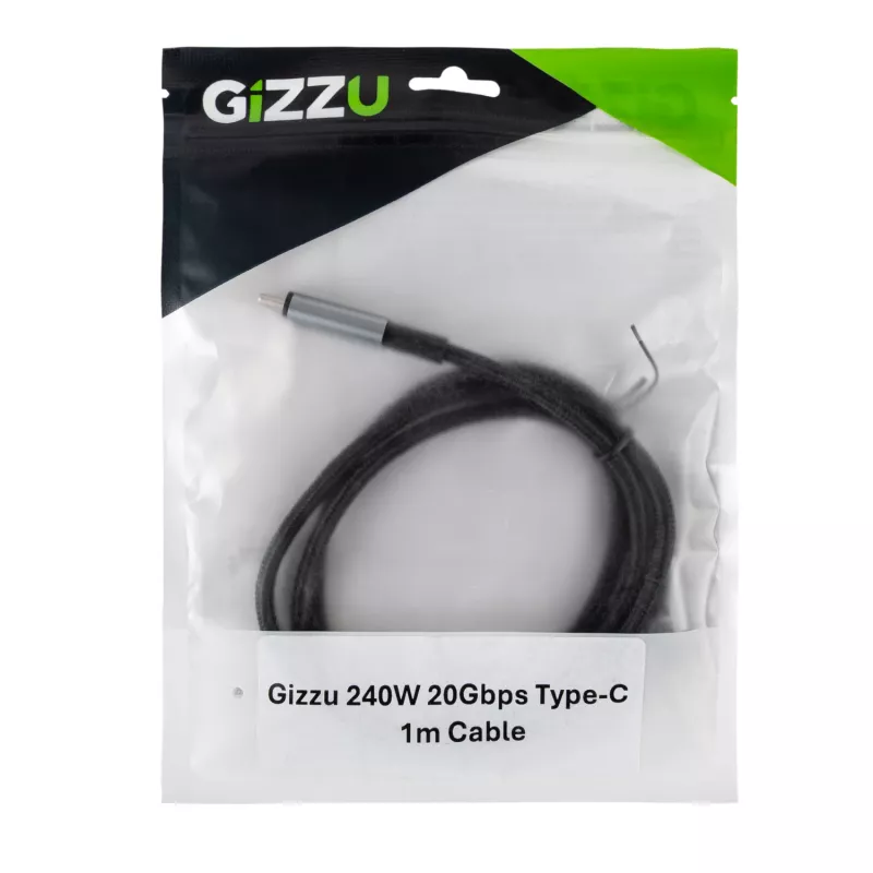 GIZZU 240W 20Gbps USB-C auf USB-C Kabel 2m Schwarz