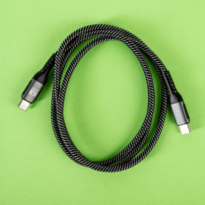 GIZZU 240W 480Mbps USB-C auf USB-C geflochtenes Kabel 1m Schwarz