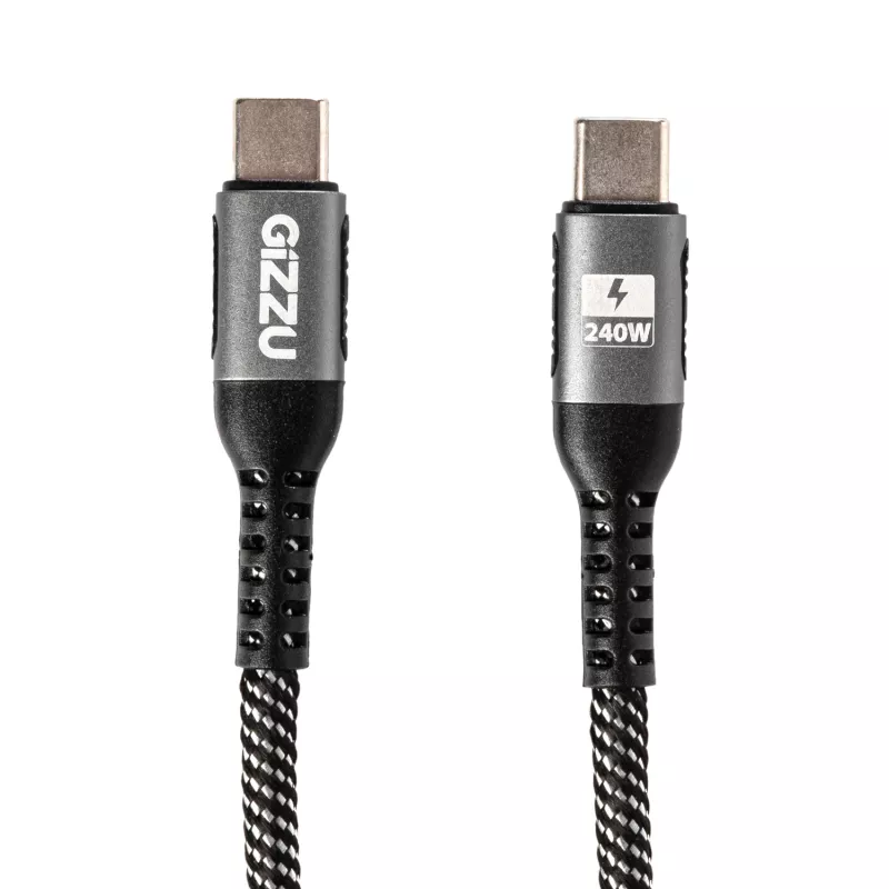 GIZZU 240W 480Mbps USB-C auf USB-C geflochtenes Kabel 1m Schwarz