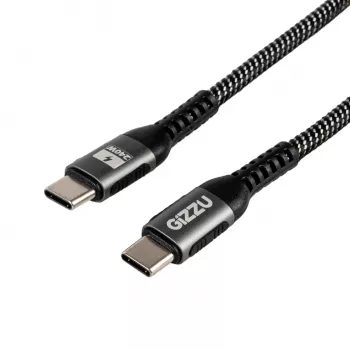 GIZZU 240W 480Mbps USB-C auf USB-C geflochtenes Kabel 1m Schwarz