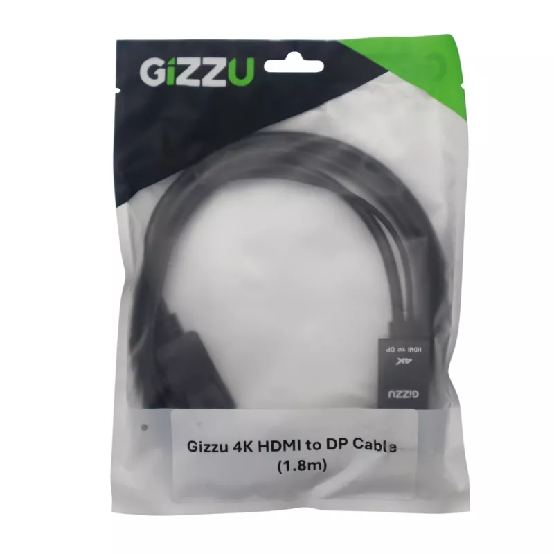 Gizzu 4K HDMI auf DisplayPort aktives Konverterkabel 1,8 m Schwarz