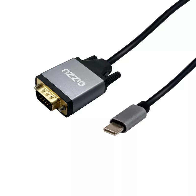 Gizzu Full HD USB-C auf VGA Adapterkabel 1,8 m Schwarz