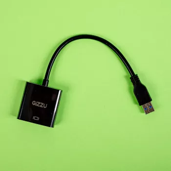 Gizzu USB 3.0 auf VGA Adapter – Full HD 1080p externer Videokonverter, USB-A Stecker auf VGA Buchse, bus-gespeist, Schwarz