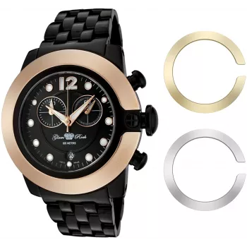 GLAM ROCK GR32183 Herren Swiss-Quarz-Armbanduhr 44mm Schwarzes Silikon