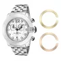 GLAM ROCK Damen Miami Beach Chronograph Uhr GR32154 - 44mm Edelstahlgehäuse, weißes Silikonband, Swiss-Quarz-Uhrwerk