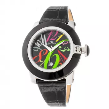 GLAM ROCK Damenuhr GR32018-BB (44mm) - Swiss Quartz, schwarze Keramiklünette, Silikonarmband