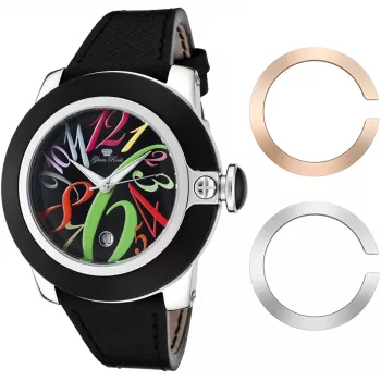 GLAM ROCK Damenuhr GR32018 Miami Collection 44mm Swiss Quartz Edelstahl Leder Schwarz