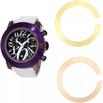 GLAM ROCK Damenuhr GR32112 (44mm) - Swiss Quartz, weiße Keramiklünette, Silikonarmband