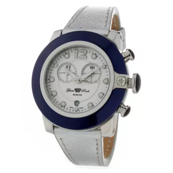 GLAM ROCK Damenuhr GR32116 (44mm) - Swiss Quartz, Edelstahl, Schwarzes Silikonarmband