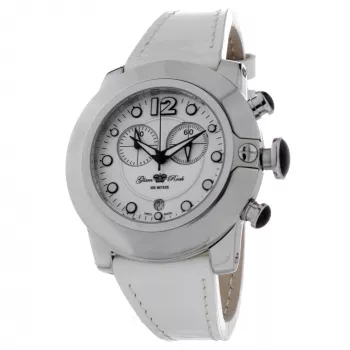 GLAM ROCK Damenuhr GR32153 44mm Swiss Quartz Weißes Perlmutt-Zifferblatt Weißes Lederarmband