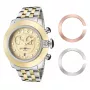 GLAM ROCK Damenuhr GR32159 (44 mm) - Swiss Quartz, weißes Perlmutt-Zifferblatt, Silikonarmband