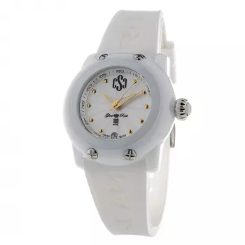 GLAM ROCK Damenuhr GR64005 (40mm) - Swiss Quartz, weiße Keramiklünette, Silikonarmband
