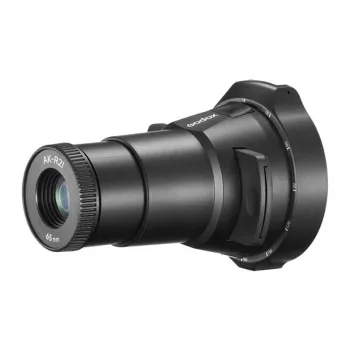 GODOX AK-R21 Projektionsvorsatz für Rundkopf-Blitzgeräte mit 65mm Objektiv, 8 Gobos, Farbfiltern, Magnetmontage