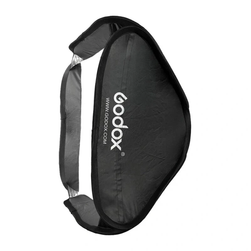 Godox SFUV5050 Zusammenklappbare quadratische Softbox 50x50cm mit S-Typ-Halterung, silbernem Innenraum, abnehmbaren Diffusoren und Tragetasche
