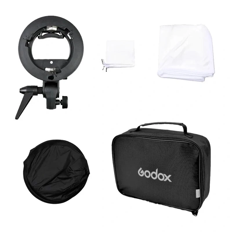 Godox SFUV6060 S-Type Speedlite Bracket mit 60x60cm Softbox und Tragetasche Kit