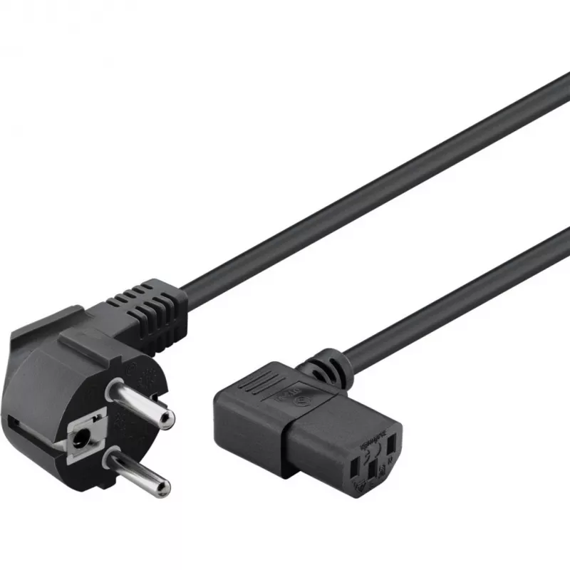 Goobay 51320 Netzkabel, Schuko-Stecker (gewinkelt) auf IEC C13 Buchse, Schwarz, 5 m