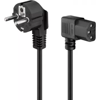 Goobay 51320 Netzkabel, Schuko-Stecker (gewinkelt) auf IEC C13 Buchse, Schwarz, 5 m