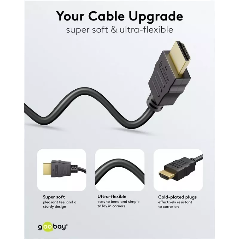 Goobay 80105 Soft High-Speed HDMI-Kabel mit Ethernet - 5m Schwarz
