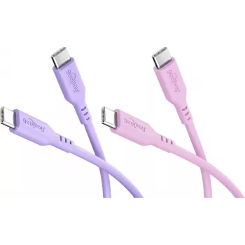 Goobay Berry Swirl Set 2x USB-C Silikonkabel, 1,5 m, Lila & Rosa 81273