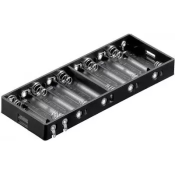 Goobay BH AA 10xL Passiver Batteriehalter für 10 AA-Batterien, Reihenschaltung, 15V Ausgang, Schwarz 11986