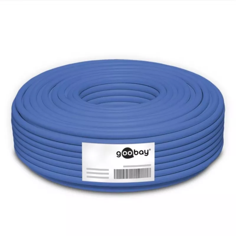 Goobay CAT 6a U/UTP Netzwerkkabel 50 m Blau - Massivkupfer, AWG 23/1, LSZH (96092)