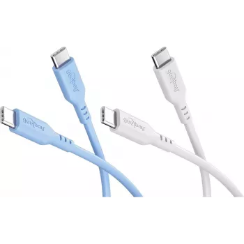 Goobay Ice Breeze Set 2x USB-C Silikonkabel, 1,5 m, Blau & Weiß (81257)