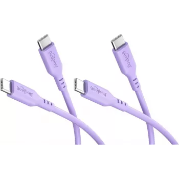 Goobay Set 2x USB-C Silikonkabel, 1,5 m, Lila (81249)