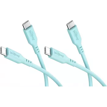 Goobay Set 2x USB-C Silikonkabel, 1,5 m, Türkis (81248)