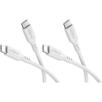 Goobay Set 2x USB-C Silikonkabel, 1,5 m, Weiß (81244)