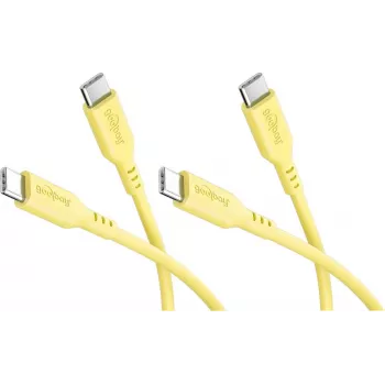 Goobay Set 2x USB-C Silikonkabel, 1,5 m, Gelb (81243)