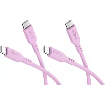 Goobay Set aus 2 USB-C auf USB-C Silikonkabeln, 1,5 m, Pink (81251)