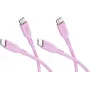 Goobay Set aus 2 USB-C auf USB-C Silikonkabeln, 1,5 m, Pink (81251)