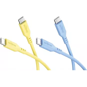 Goobay Sun & Sky Set 2x USB-C Silikonkabel 1,5m Gelb Blau 81274